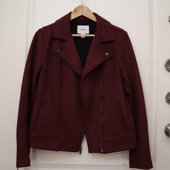 Burgundy faux suade jacket - Picture 2 of 3